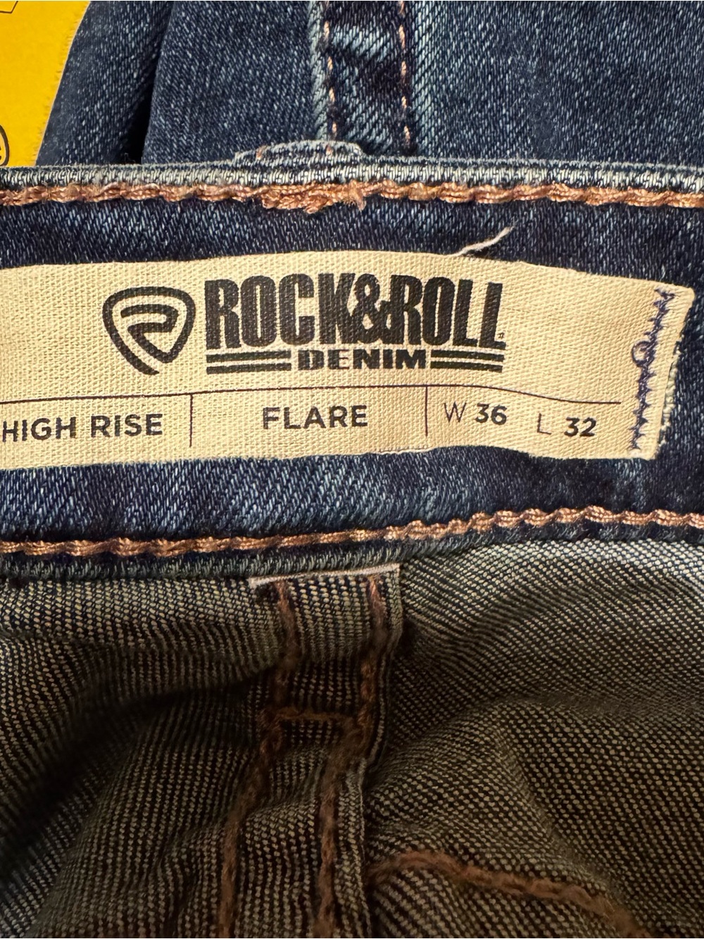 NWT Rock & Roll Denim High Rise Flare Jeans Women’s 36x32 Dark Wash western - Picture 12 of 13